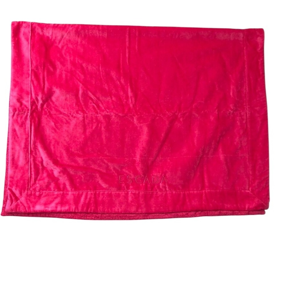 Escada Beach Bath Towel Unisex Fuchsia Pink Velour Cotton‎ Embroidered Logo